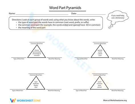 Word Part Pyramids Worksheet Education Com Word Pyramids Worksheet - Word Pyramids Worksheet