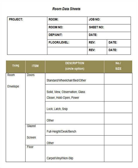 Word Product Data Sheet Template