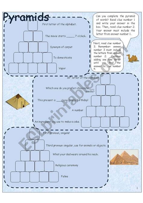 Word Pyramid Esl Worksheet By Manonski F Esl Word Pyramids Worksheet - Word Pyramids Worksheet