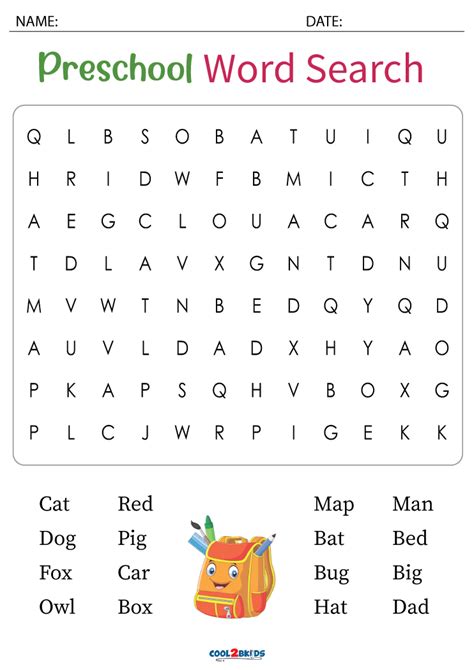Word Search For Kindergarten   Kindergarten Word Search Topics - Word Search For Kindergarten