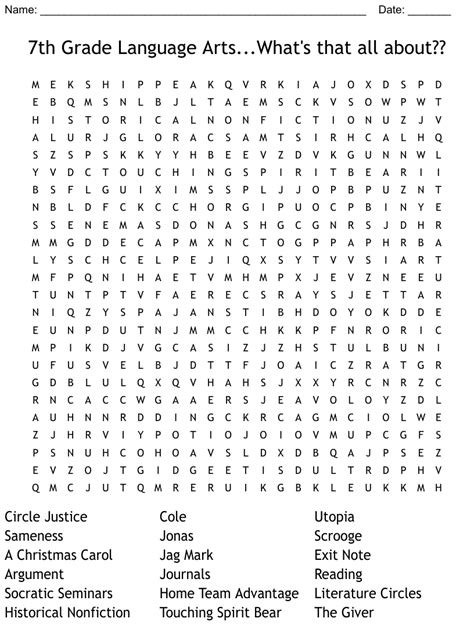 Word Search Language Arts For Seventh Graders Language Arts Word Search - Language Arts Word Search