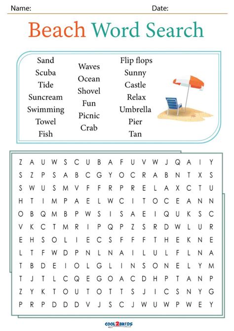 Word Search On The Beach Puzzle Games And Beach Themed Word Search - Beach Themed Word Search