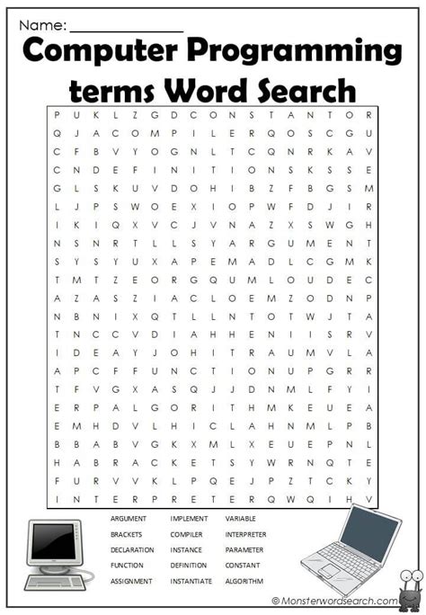 Word Search Puzzle Computer Programming Computer Words Word Search - Computer Words Word Search
