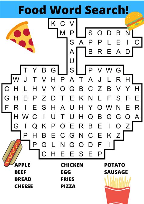 Word Search Puzzles For Food Easy Food Word Search - Easy Food Word Search