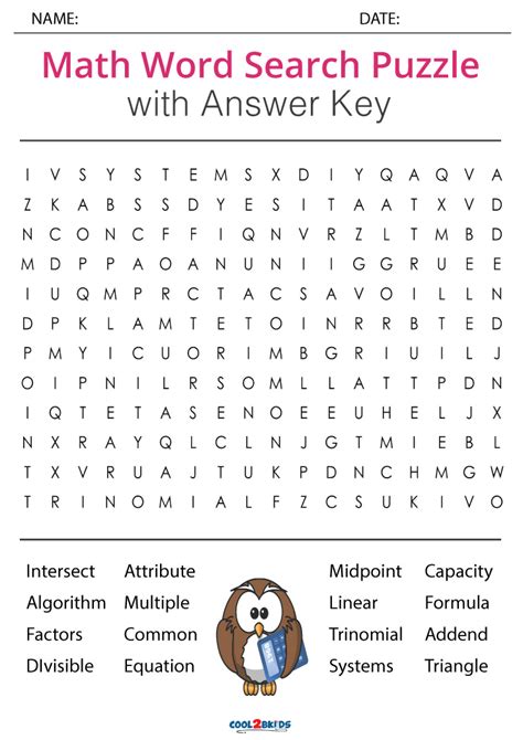 Word Search Puzzles For Math Word Search Math Terms Key - Word Search Math Terms Key