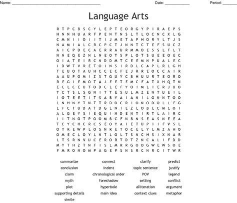 Word Search Worksheets Language Arts Language Arts Word Search - Language Arts Word Search
