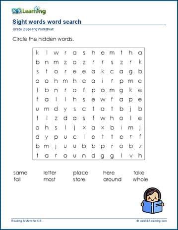Word Searches For Grade 2 K5 Learning Word Search For 2nd Grade - Word Search For 2nd Grade