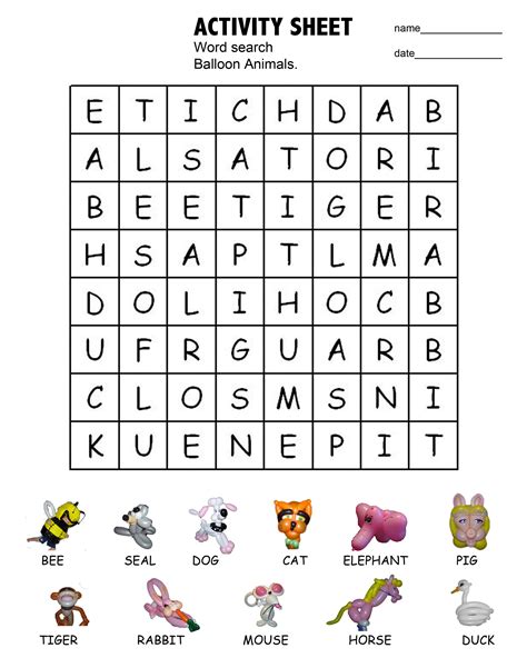 Word Searches For Kids Puzzles To Print Animal Wordsearch For Kids - Animal Wordsearch For Kids