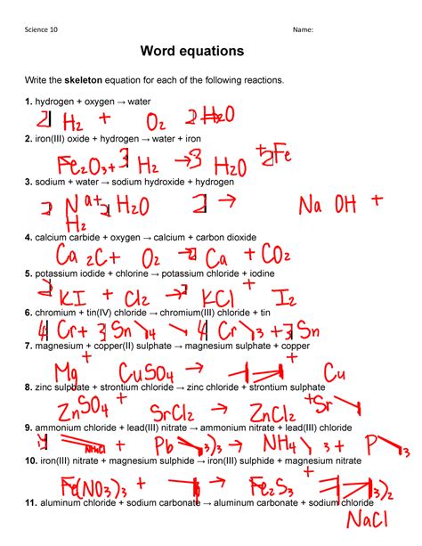 Download Word And Skeleton Equations Answers 