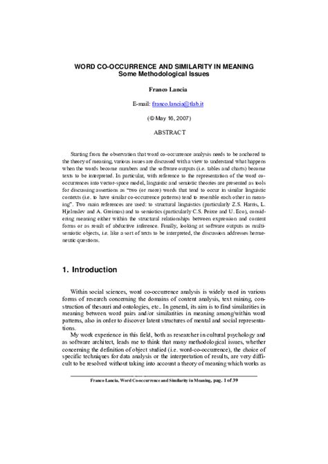Full Download Word Co Occurrence And Theory Of Meaning 