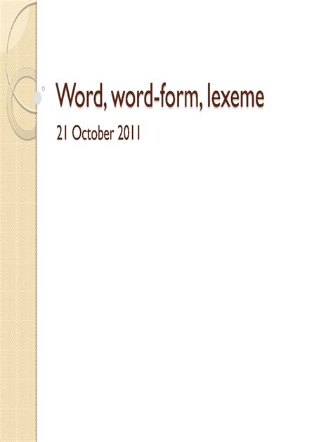 Read Online Word Word Form Lexeme Unizd 