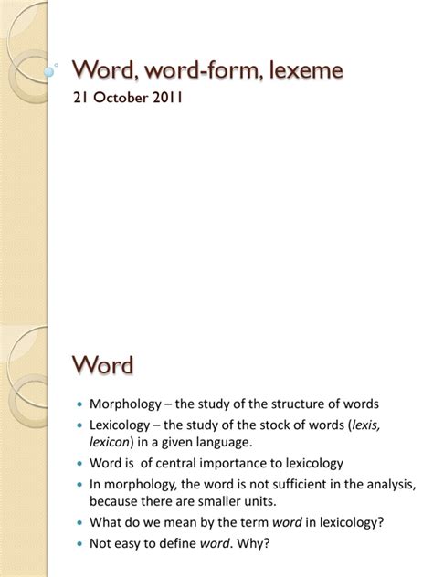Read Online Word Word Form Lexeme Unizd 