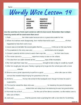 wordly wise 7 lesson 14 answer key
