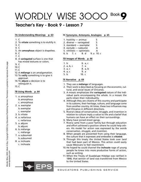 Wordly Wise 8 Answer Key