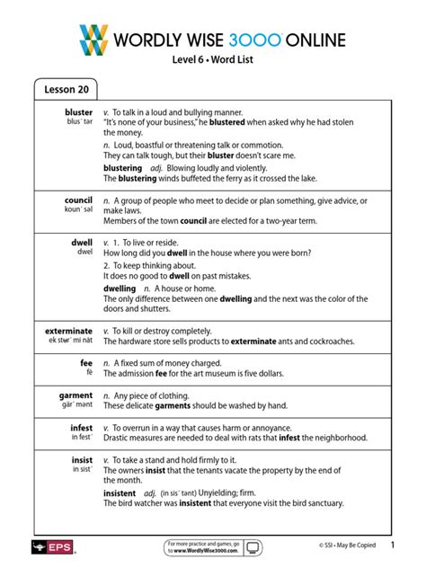 wordly wise lesson 20