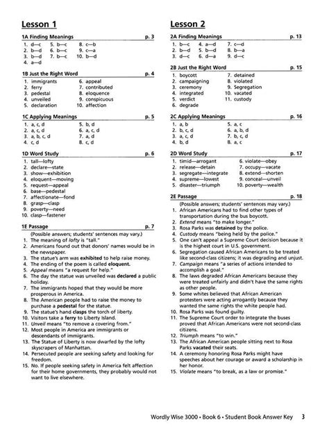Read Online Wordly Wise 3000 Book 6 Lesson 2 Answer Key 