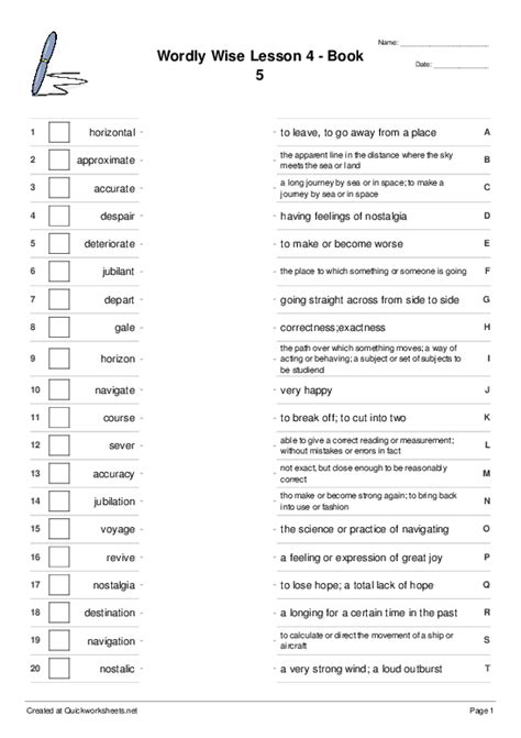 Full Download Wordly Wise Worksheets 