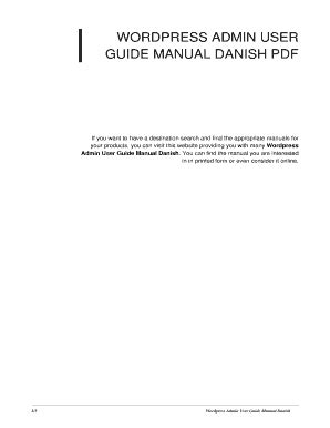 Read Wordpress Admin User Guide Manual Danish 