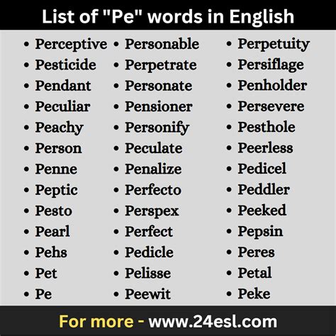 Words Beginning With Pe