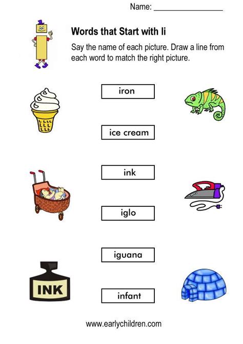 Words That Begin With I Worksheet Education Com Kindergarten Words That Start With I - Kindergarten Words That Start With I