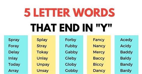 Words That End In Y You Go Words List Of Words Ending In Y - List Of Words Ending In Y