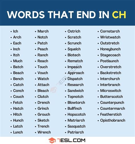 Words That End With Ch 4 Letter Words Ending In Ch - 4 Letter Words Ending In Ch