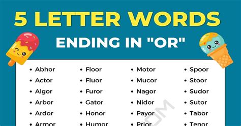 words that end with or