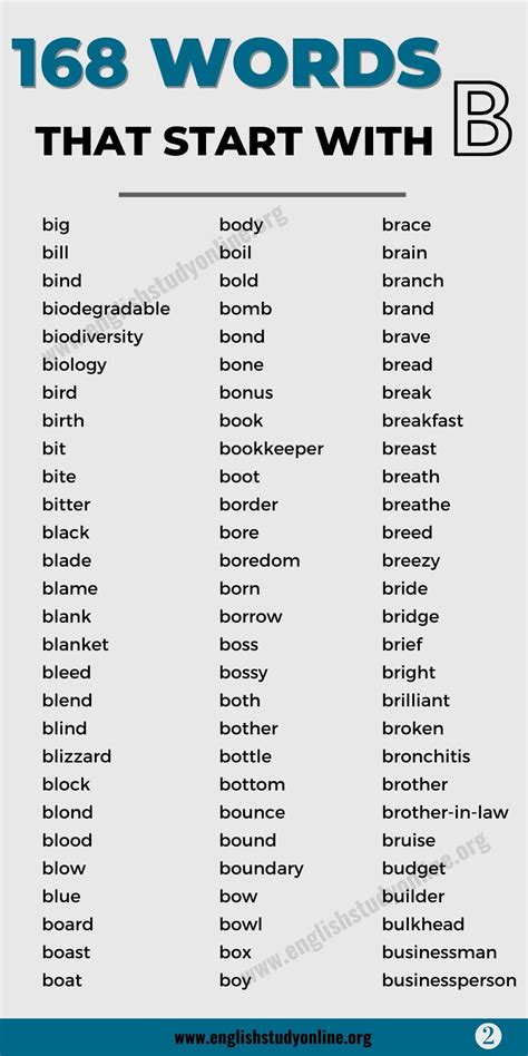 Words That Start With B B Words Words Preschool Words That Start With B - Preschool Words That Start With B
