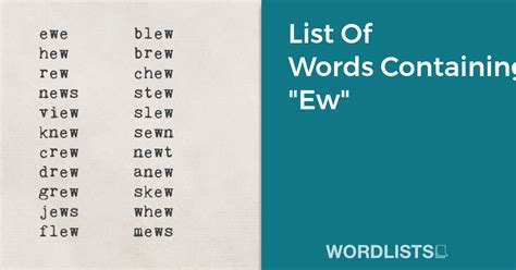 Words That Start With Ew