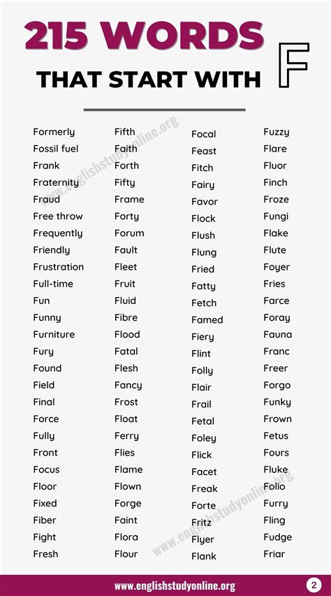 Words That Start With F 100 Words Start Simple Words That Start With F - Simple Words That Start With F