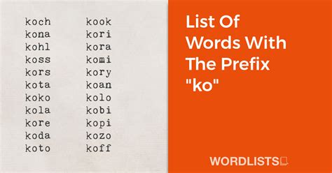 Words That Start With Ko