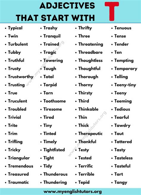 Words That Start With T Adjectives Verb Start Nouns Beginning With T - Nouns Beginning With T