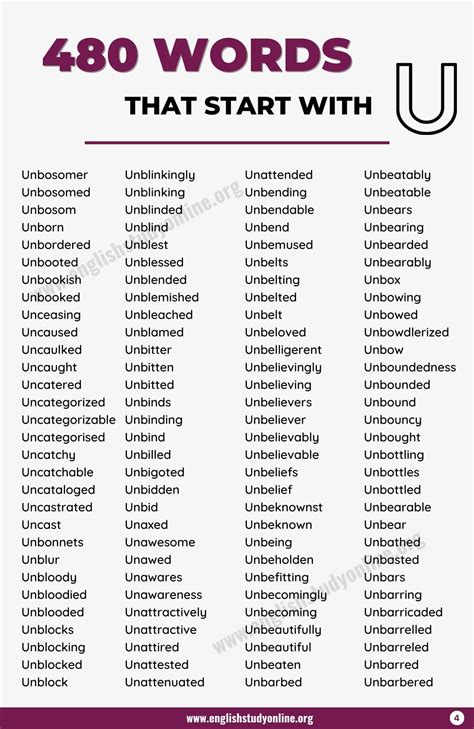 Words That Start With U Cheat Sheet Easy Words That Start With U - Easy Words That Start With U
