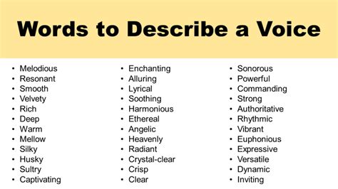 words to describe a female singing voice