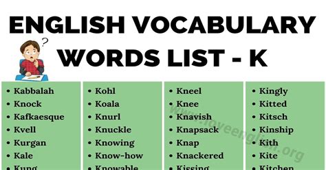 Words With K Wordtips English Words With K - English Words With K