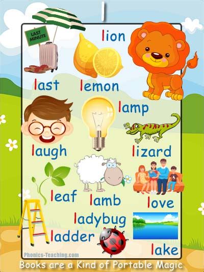 Words With The L Sound Phonics Worksheet Multiple L Sound Words With Pictures - L Sound Words With Pictures