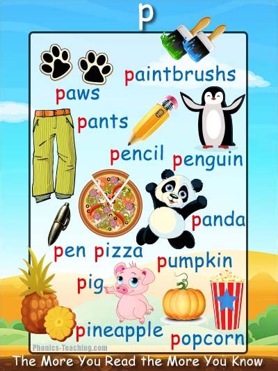 Words With The P Sound Phonics Worksheet Multiple P Sound Words With Pictures - P Sound Words With Pictures