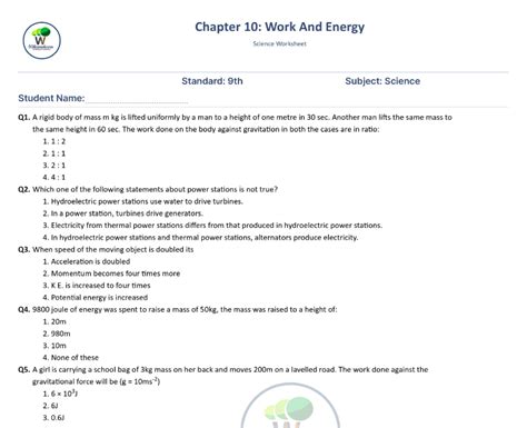 Work And Energy Class 9 Numericals