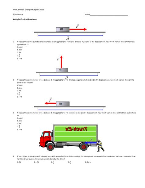 work and energy multiple choice
