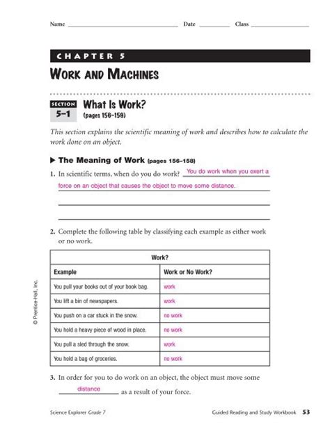 work and machines answer key lab35