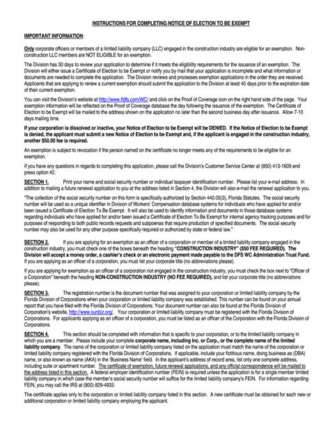 work comp exemption florida
