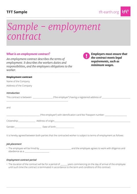 Work Contract Format