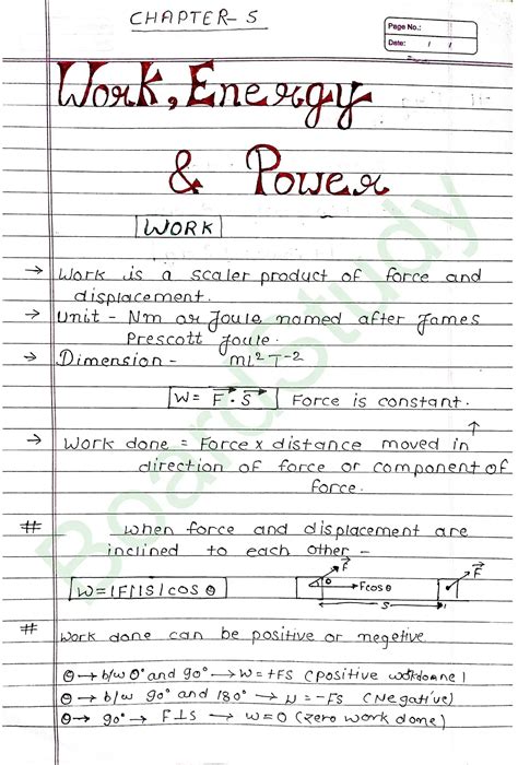 Work Energy And Power Notes