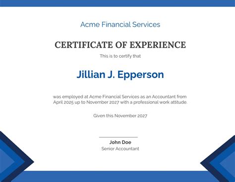 Work Experience Certificate