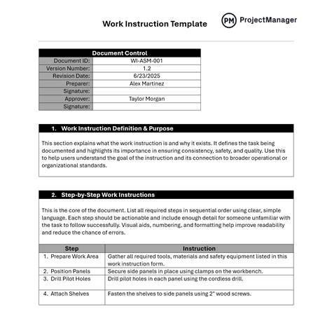 work instruction template nasa