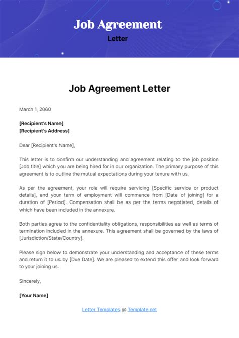 Work Letter Agreement Samples