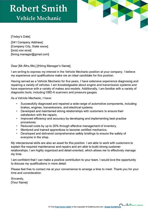 Work Reference Letter Motor Mechanic Sample