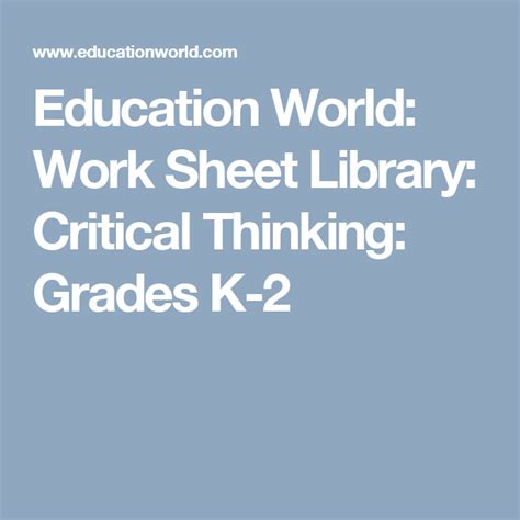 Work Sheet Library Critical Thinking Grades K 2 Critical Thinking Worksheet Answers - Critical Thinking Worksheet Answers