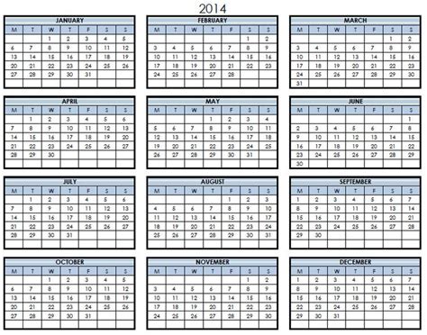 Workable Calendar 2014