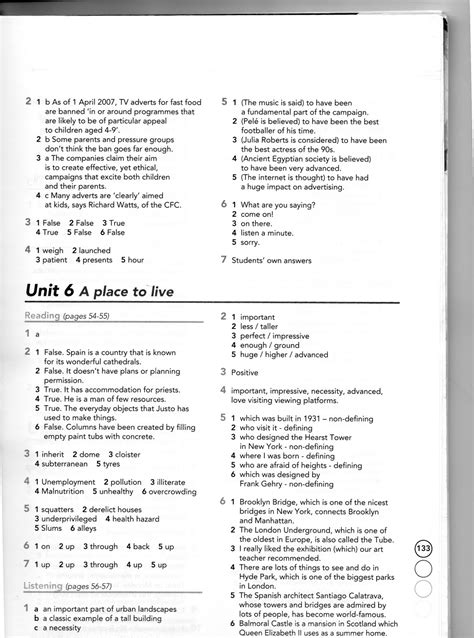 Workbook Answer Key Unit 5
